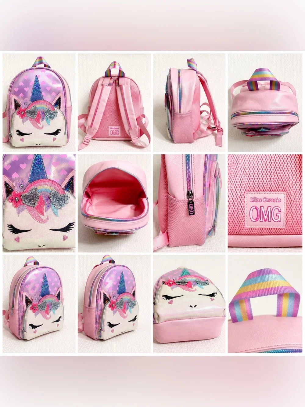 Miss Gwen’s OMG Pink Unicorn Mini Backpack Glitter Kids School Book Bag